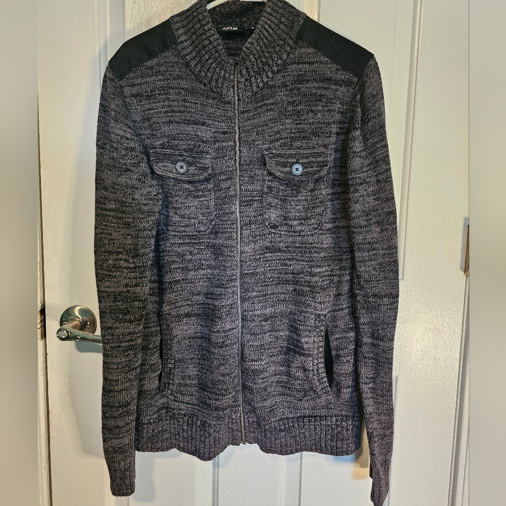 Apt 9 Dark Gray Full Zip Cardigan Sweater Men's Sz M
